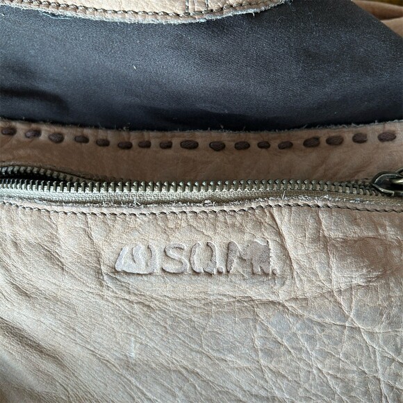 49 Square Miles Nubuck Leather Slouchy Hobo Shoulder Bag Perforated Tan Tote - Picture 13 of 14